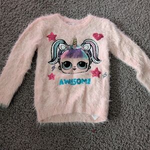 L.O.L. Surprise! Pink Fuzzy Sweater with Unicorn Design